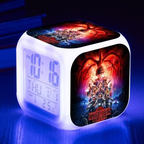 Hot Anime Figure Stranger Things LED Alarm Clock Flashing Colorful Touch Light Stranger Things clock Christmas Gift for Childre