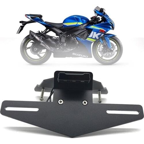 GSXR600 GSXR750 Short License Rear License Plate Mount Holder and Plate LED Light for SUZUKI GSXR600 750 2015-2019