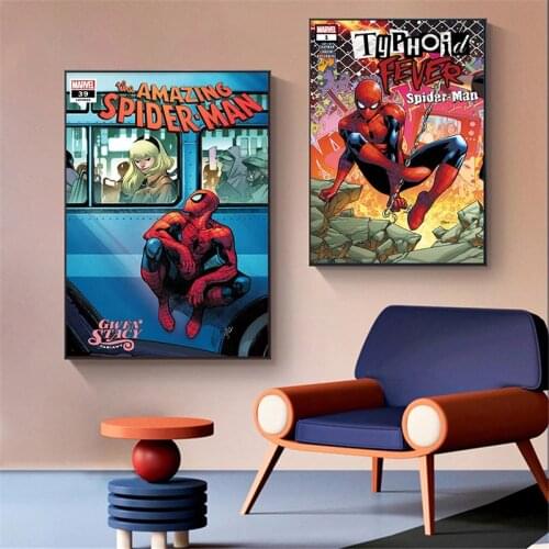 Marvel Anime Canvas Painting Superhero Spiderman Comics Prints and Posters Wall Art Pictures for Kids Room Decoration Cuadros