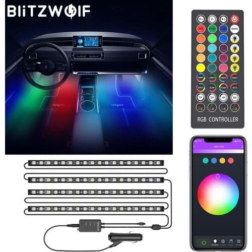 BlitzWolf BW-LT35 bluetooth RGBIC Car Interior Strip Light RGB LED Light Strip App Remote Control Ambient Lamp RGBIC Lighting