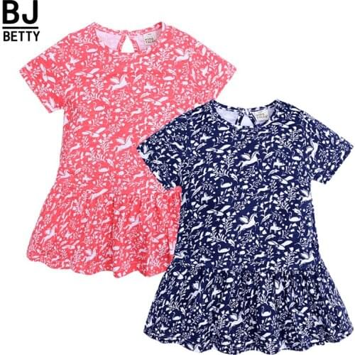 Girl dress summer short sleeve print cotton vestidos modis kids dress for girl children casual princess clothes 1-6 wear BBD085