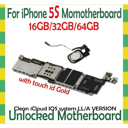 For iphone 5S High quality motherboard with free icloud & Full chip 16GB 32GB 64GB Mainboard with / without touch ID Logic board