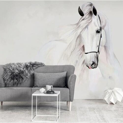 Bacaz Animal Wallpaper for walls 3D Wall Stickers Abstract Hand-painted Horse Art Wall Mural for Kids room Living Room Decor
