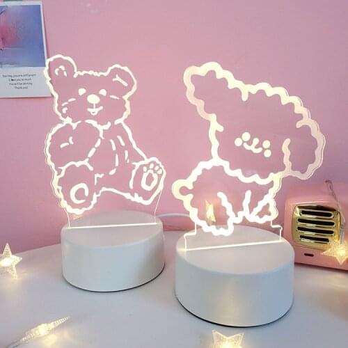 3 colors Night light puppy kawaii lovely bear rabbit Bedroom decor bedside lamp led table lamp Light figurine kids gift ornament