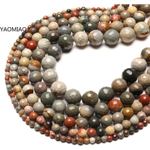 Wholesale Mix Color Faceted America Picasso Natural Stone Beads Jewelry Making DIY Bracelet Material 4/ 6/8/10/12 mm Strand 15