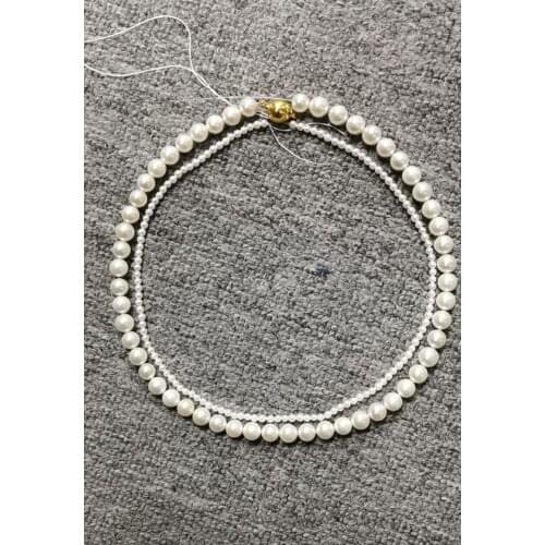 3mm 8mm 12mm white shell pearl pendant necklace Women Jewelry round natural south sea shell pearl handmade gift 15-18'' 40-45cm