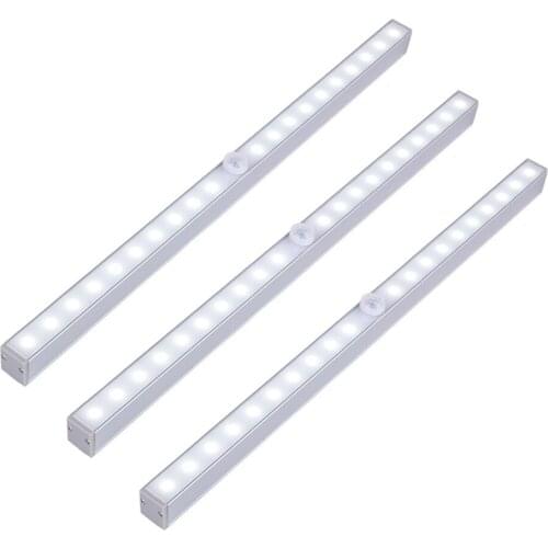 PIR Motion Sensor Battery Powered Led Under Cabinet Light 20 Leds Night Lamp Black Aluminum Portable lamp for Kitchen,Corridor