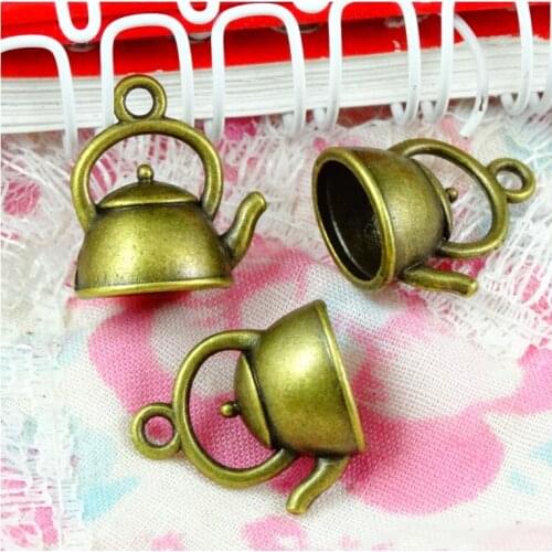 40pcs 16.7*19.5*10MM Teapot Pendant Kettle Charms Pendants For Jewelry Making Antique Bronze Plated Teapot Pendants
