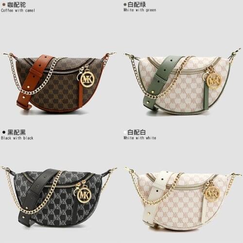 Mk Casual Portable Leather Shoulder Messenger Bag Female Chain Bag 2021 New Waist Bag Trendy Fashion Chest Bag Summer