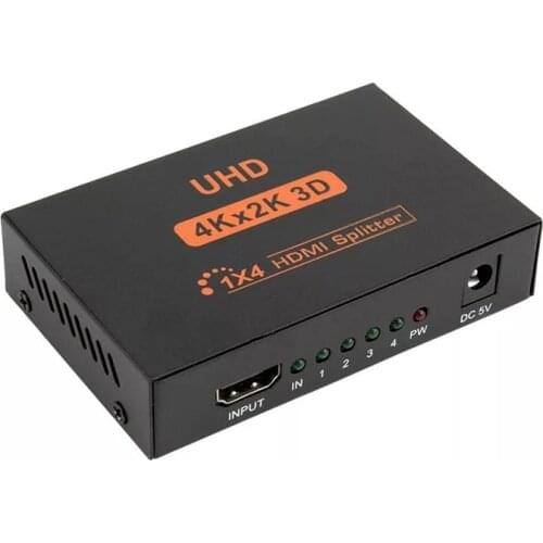 HD 4K Splitter 1X4 Port 3D UHD 1080p 4Kx2K Video HDMI-compatible Switcher 1-Input 4-Output HUB Repeater Amplifier