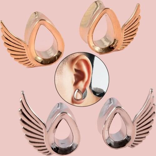 New Water Drop Wings Ear Expanders Strechers 316l Surgical Steel Ear Gauges Ear Plugs Earrings Hollow Expander Piercing Jewelry