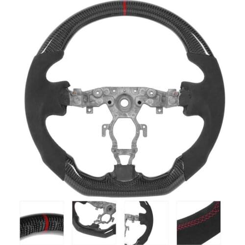 Steering Wheel Hubs Carbon Fiber Steering Wheel Suede with Red Stitching Fit for Nissan 370z 2009 2010-2020