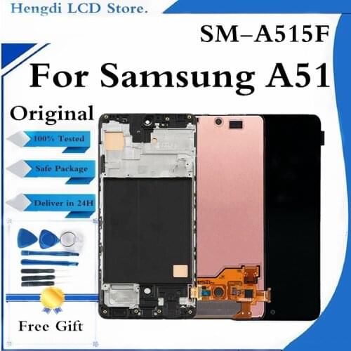 SUPER AMOLED Display For Samsung Galaxy A51 LCD A515 A515F A515F/DS A515FD Touch Screen With frame Digitizer Assembly Replace