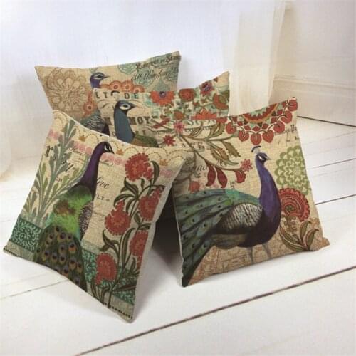 Vintage Peacock Cushion Covers Ethnic Flower Plant Leaves Mandala Garden Decorative Living Room Outdoor Headboard Pillow Cases