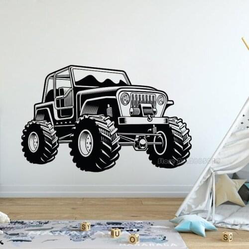 Off Road Vehicle Wall Decal Car Window Stickers Man Boy Bedroom Home Decor Wallpaper Car Shop Decoration Teen Room Murals LL2307