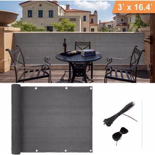 Balcony Privacy Screen Fence Cover, 3ft X16.4ft Deck Screen UV-Resistant Gray balcony anti-theft gauze fence cover