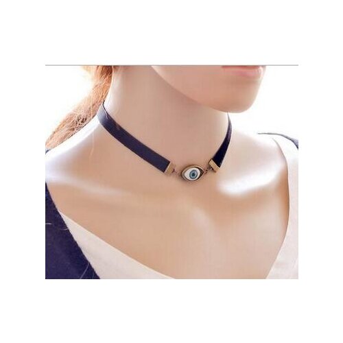 New fashion women girl hot sale black velvet choker eye necklace Gothic retro burlesque jewelry evil eye necklace fine jewelry