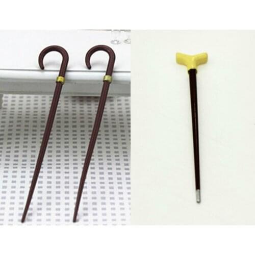 1/12 Dollhouse Miniature Accessories Mini Vintage Gentleman Walking Stick Simulation Crutch Model Toy for Doll House Decoration