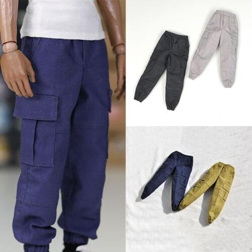 1/6 Scale Mens Black Trousers Pants Costume Male Overalls Hip-hop Casual Pants Fit 12'' Solider Figure Male Male Body