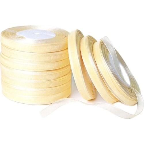 1M Tulle Lace Yellow Ribbon Bow 0.9cm Wide Easter Webbing Fabric DIY Ribbons For Crafts Party satin dentelle encaje wstazka LU18