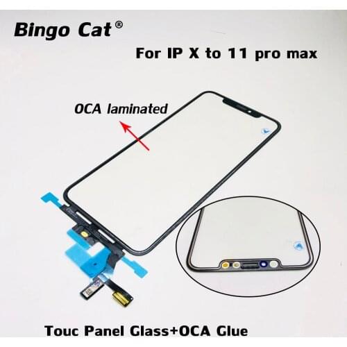 10pc OCA Laminated Touch Screen Digitizer For iPhone X Xs max XR 11 pro 12pro max Touch Panel Digitizer Outer Glass Replacement