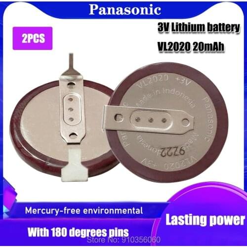 2pcs 100% Original PANASONIC VL2020 180 degrees Car Key Fobs Rechargeable Battery For BMW Remote Key coin type Battery