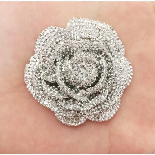 2pcs bling resin Big silver flower Flat back stone appliques DIY Wedding scrapbook ornament craft SF561