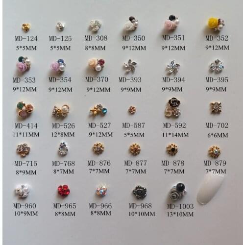 3D 10pcs/bag Different Metal Rose Flower Resin-Flower Rhinestone Sunflower Deco Nail Decoration Metal Shinny Deco 2