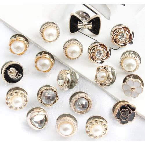 6Pcs/set Fashion Brooch Pin Clothes Decoration Anti-Exposure Buckle Cute Neckline Fastener Nail Pearl Button Accessory Handwork