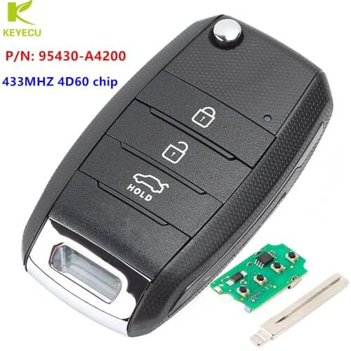 KEYECU 3 Button 433MHz ID60 6F Chip Upgraded Flip Remote Car Key Fob for KIA Carens Rondo 2012+ P/N: 95430-A4200