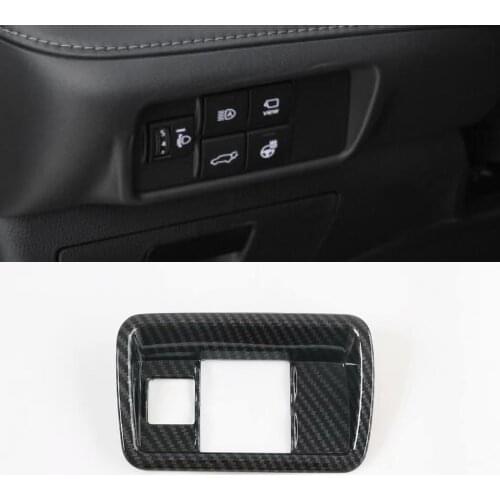 For Toyota Highlander 2021 2022 Carbon Fibre Car Headlight Switch Button Cover Trim Decorative Frame Accessories