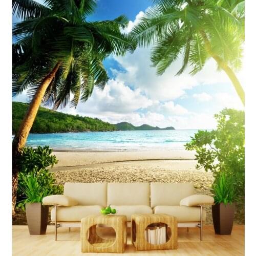 Home Decoration classic painting wallpaper Romantic Hawaiian seaside tree photo wall murals wallpaper