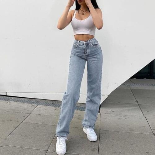 Harajuku Butterfly Print Straight Denim Pants Jeans Women High Waist Loose Wide Leg Pant Streetwear 2021 Fashion Casual Trousers