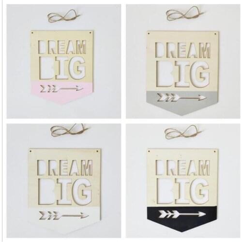INS Nordic Wooden Dream Big Positive Slogan Banner Garland Kids Room Decoration Ornaments Wall Hanging Nursery Decor Photo Props