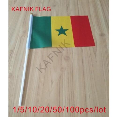 KAFNIK ,10/20/50/100pcs Senegal 14*21cm hand flag decorative celebration-quality polyester free shipping
