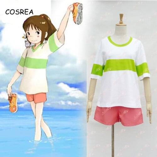 Movie Spirited Away Costume Ogino Chihiro Costume Cosplay Japan Anime Casual Spirited Away Shirt Shorts Womens Sets