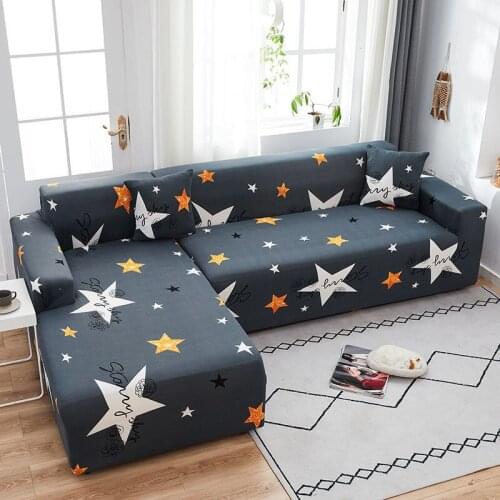 Printed L-shape Chaise Longue Sofa Covers for Living Room Sofa Protector Anti-dust Elastic Stretch Covers for Corner Sofa F8633