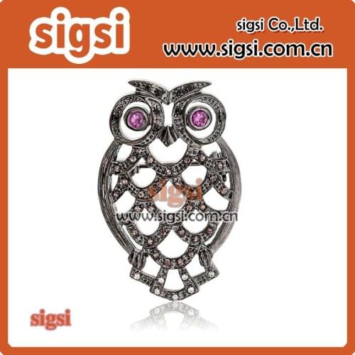 Cute rhinestone owl brooch