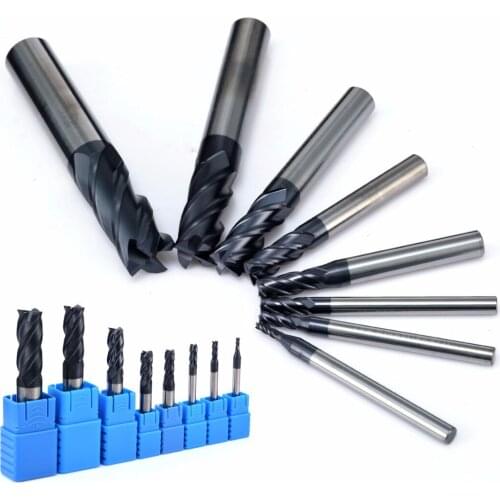 8 Pieces 4 Flutes Milling Cutter Carbide End Mill Set Tungsten Steel Milling Cutter Tool CNC 2/3/4/5/6/8/10/12mm