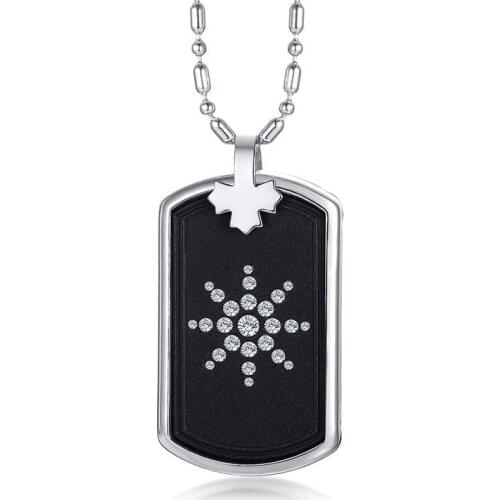 Modyle New 316L Stainless Steel Quantum Pendant Lave Stone With Crystal CZ Stone Scalar Energy Necklace For Men