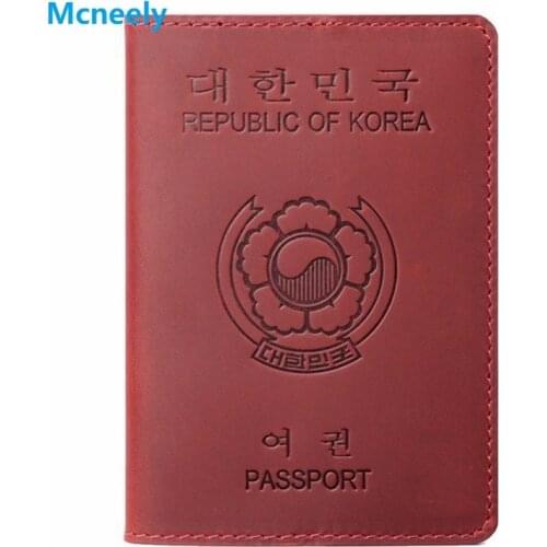 New Korea Crazy Horse Genuine Leather Passport Cover Passport Case Business Unisex Travel Documents Wallet Case for Korea