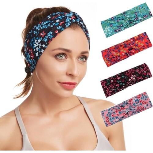 Fashion France flower elastic hair accessories Bohemian cross knotted Breathable sweat headband sweerturban hairband for women