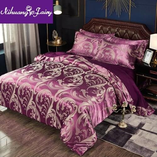 Simple European style jacquard four-piece wedding double bed single quilt cover four-piece bedding