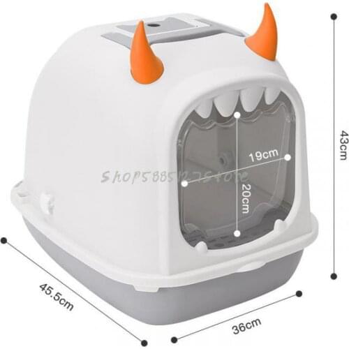 Little Monster Cat Litter Basin Fully Closed Cat Toilet Cat Litter Basin Deodorization Anti Splashing Cat Excrement Basin C