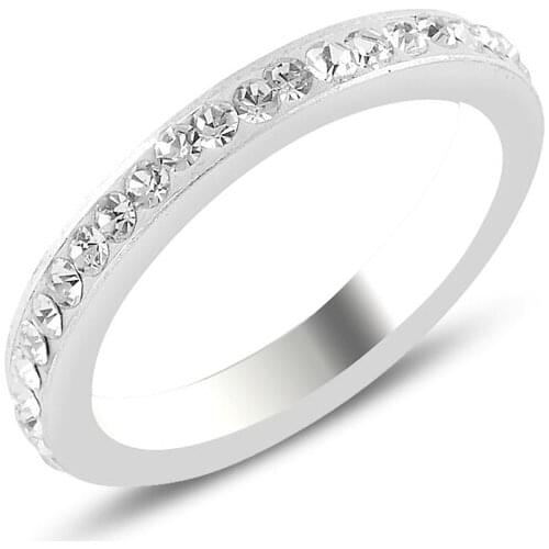 Silver 925 Sterling Full Round Zircon Stone Ring