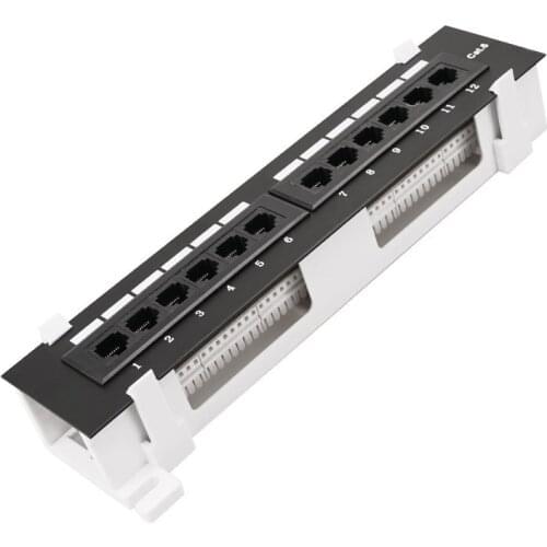 Network Tool Kit 12 Port CAT6 Patch Panel RJ45 Networking Wall Mount Rack with Surface Wall Mount Bracket