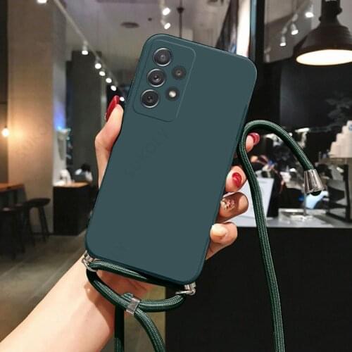 Neck Strap Liquid Silicone Case For Samsung Galaxy A51 A71 A50 A70 S20 Ultra S10 Plus A20 A30 A21S A31 A41 A30s A50s S20 FE S21