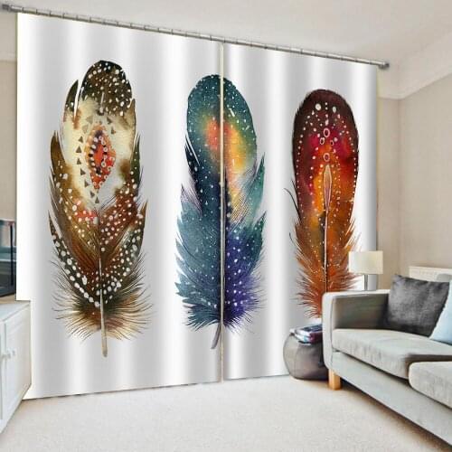 Morden feather curtains Luxury Blackout 3D Window Curtains For Living Room blackout curtains
