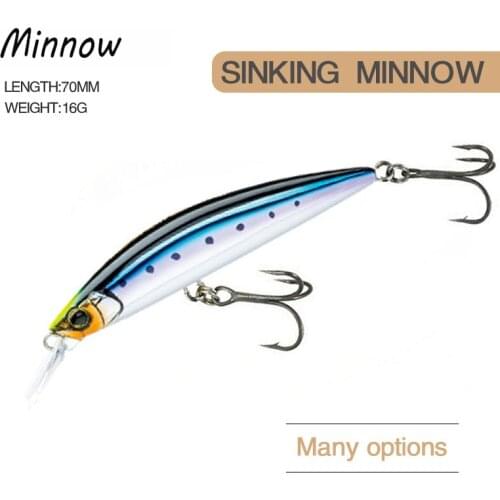 Sinking Minnow Fishing Lures 70Mm 16G Bass Deep Diving Crankbait Artificial Bait Whopper Plopper Carp Sea Fishing Accessories