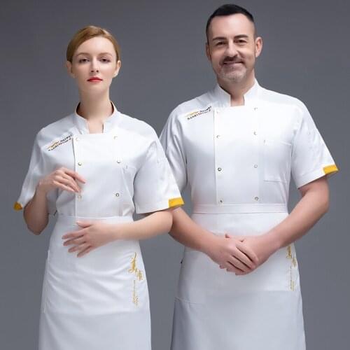 Unisex Short Sleeve Chef Uniform Shirt Bakery Catering Restaurant Hotel Breathable Mesh Kitchen Jackets Cooking Pastry Workwear